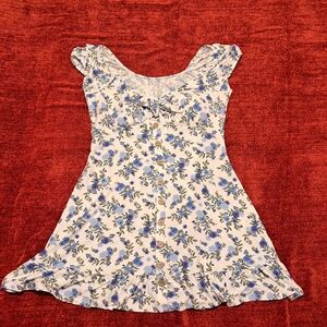 Floral Blue and White Mini Dress